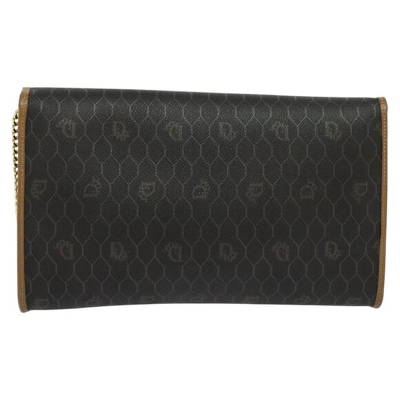 Christian Dior Honeycomb Canvas Chain Shoulder Bag PVC Black Gold Auth EC097 - Picture 9 of 15